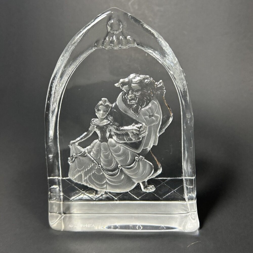 Rare Disney Princess Beauty And The Beast Swedish "Nybro" 6" Crystal Ice BlockD2